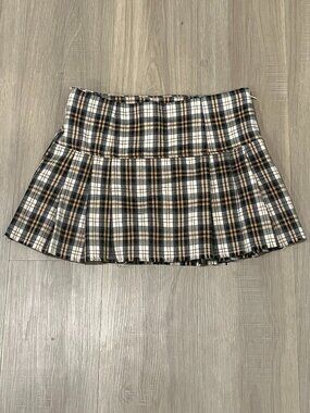 AEROPOSTALE plaid pleated side zip skirt size SMALL